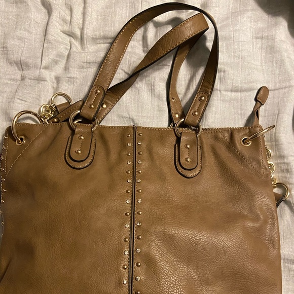 NWOT leather tote with studs and rhinestones - Picture 1 of 5
